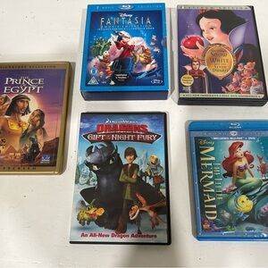 Disney and DreamWorks 5 DVD Collection Little Mermaid Fantasia Snow White